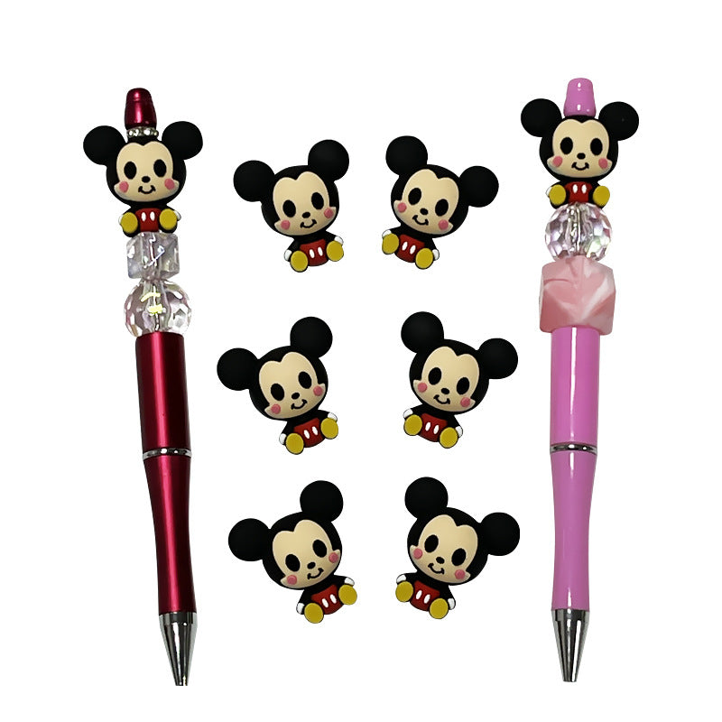 Silicone 3D Focal Beads Round Ear Mouse Character Sitting Pose 6