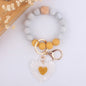 Sunflower Heart Silicone Bead Wristlet Keychain with Tassel Charm 9