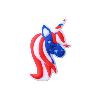 20pcs Silicone Focal Beads Independence Day Theme USA Flag and Character Designs 10