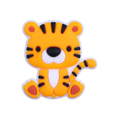 20pcs Silicone Focal Beads Animal Lion Tiger Elephant Monkey Zebra Giraffe Sitting Pose 5