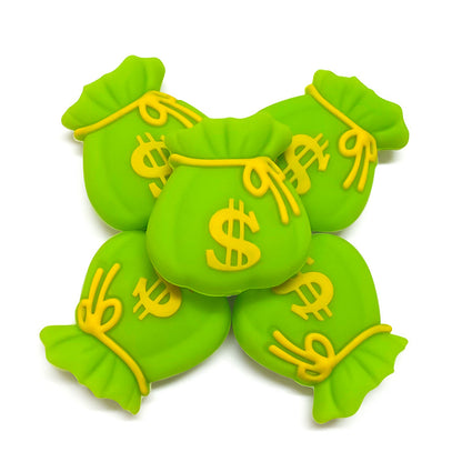20Pcs Silicone 3D Focal Beads Simulation Money Bag With Dollar Sign 4