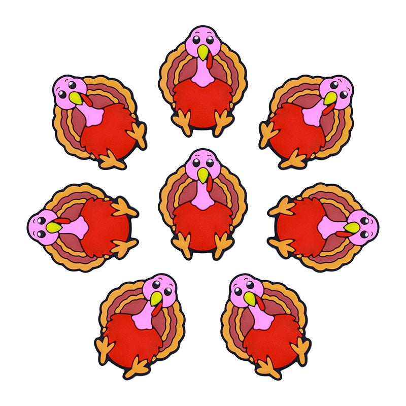 20pcs Silicone Focal Beads Thanksgiving Turkey Side Profile