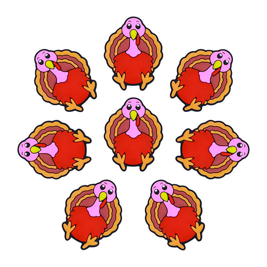 20pcs Silicone Focal Beads Thanksgiving Turkey Side Profile