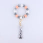 Leopard Print Silicone Bead Wristlet Keychain Tassel Charm 8