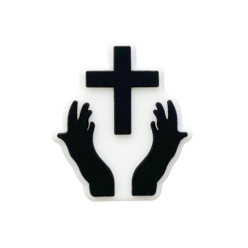 20pcs Silicone Focal Beads Pacifier Chain Hands Holding Cross 5