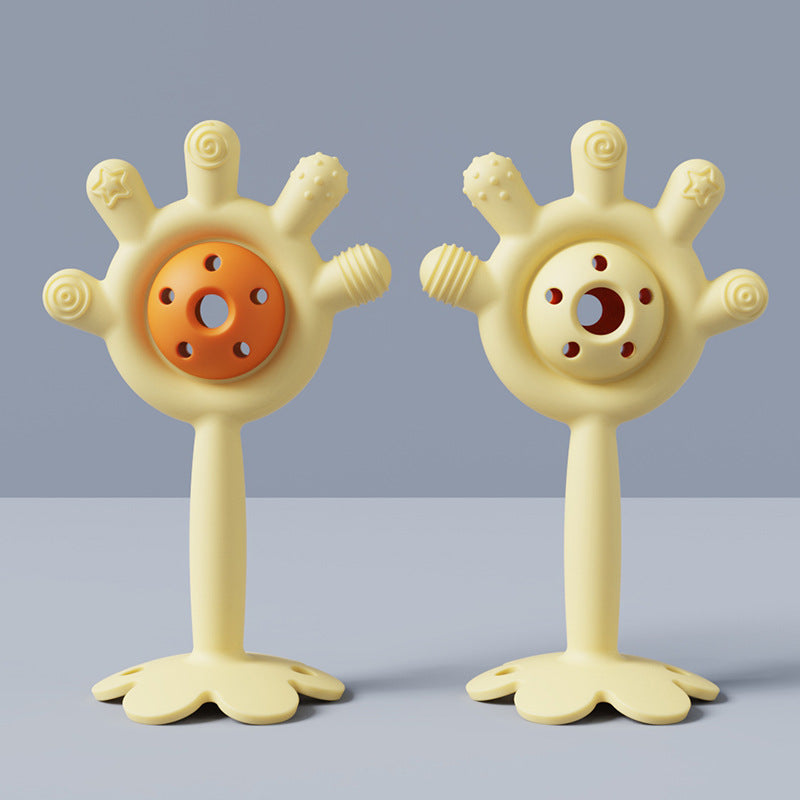 Silicone Baby Teething Toy Palm Ringing Teether for Infant 7