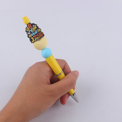 Mom Series Pattern Silicone Beaded Pens Handmade Office School Supplies 4