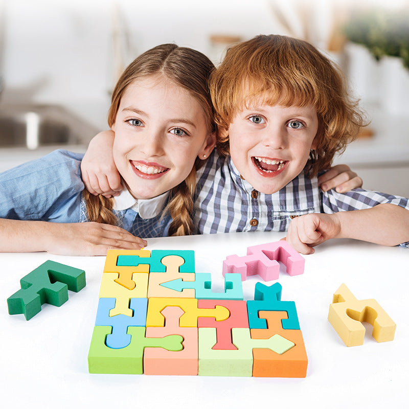 Wooden Geometric Matching Building Blocks Educational Toy 2