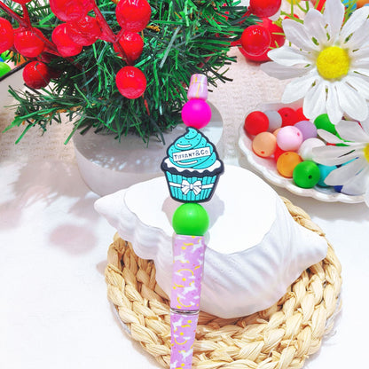 20Pcs Silicone Focal Beads Butterfly Cupcake Ice Cream Holding Sign Base 6
