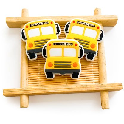 20pcs Silicone Focal Beads School Bus Front Facing Design 2