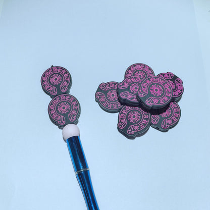 20Pcs Silicone Focal Beads Design Class Printed Text Detail 8