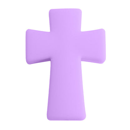 20pcs Silicone Focal Beads Printed Cross With Varied Color Patterns 30