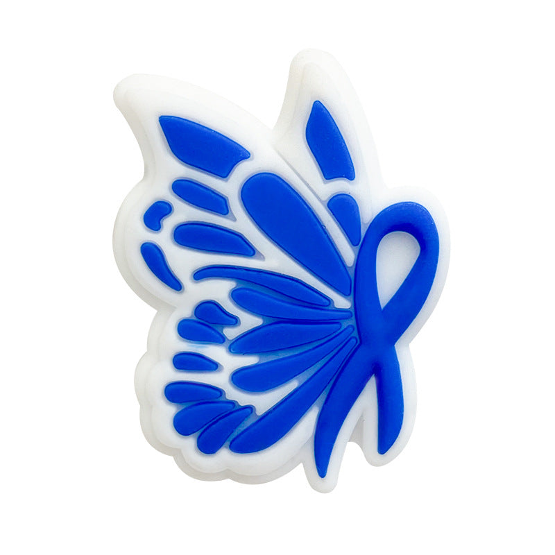 20pcs Silicone Focal Beads Bow Tie With Layered Wings 7