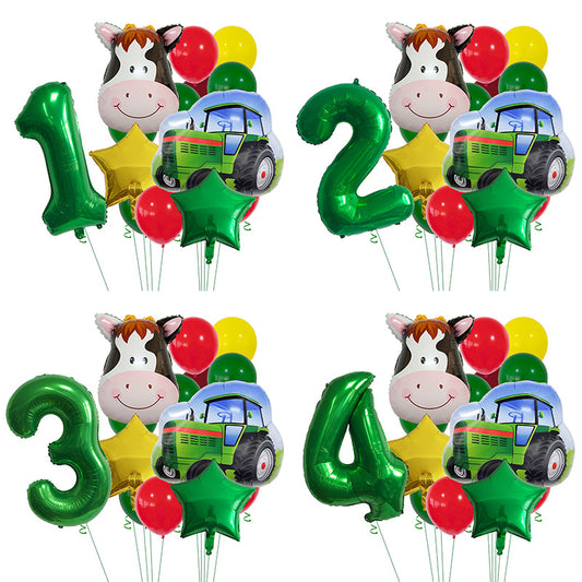 Farm Tractor and Cow Foil Balloon Set Party Decoration 1Set