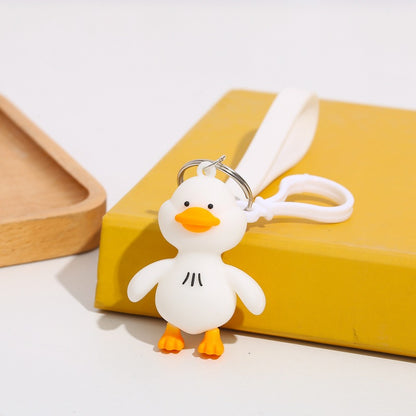Cartoon Duck Silicone Bead Keychain Cute Soft Rubber Charm 4