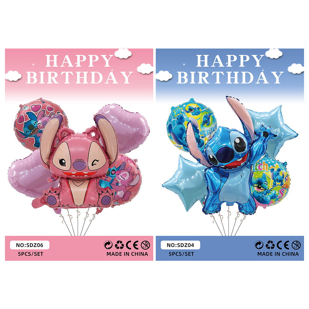 Lilo Stitch Foil Balloon Set Children's Birthday Party Decoration 5pcs 8pcs 4