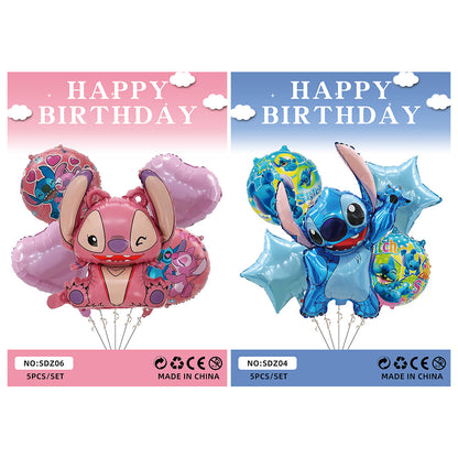 Lilo Stitch Foil Balloon Set Children's Birthday Party Decoration 5pcs 8pcs 4