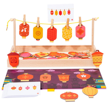 Wooden Lantern Shape Pairing Montessori Toys Educational 5