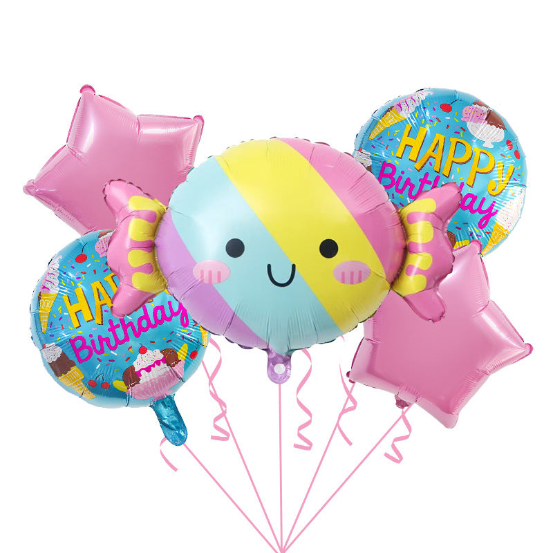 Cute Ice Cream and Candy Foil Balloon Set Birthday Party Decoration 5pcs 10