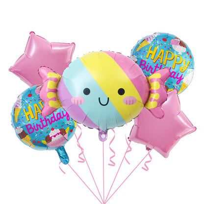 Cute Ice Cream and Candy Foil Balloon Set Birthday Party Decoration 5pcs 10