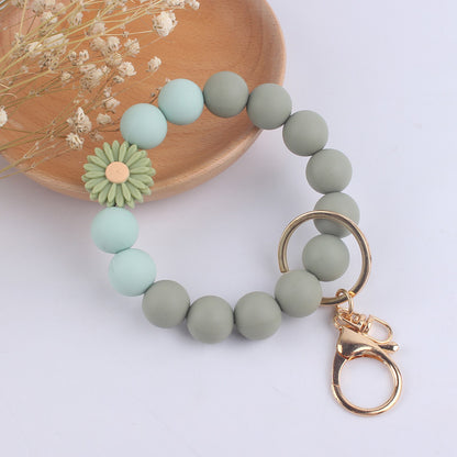 Daisy Rose Silicone Bead Wristlet Keychain 12