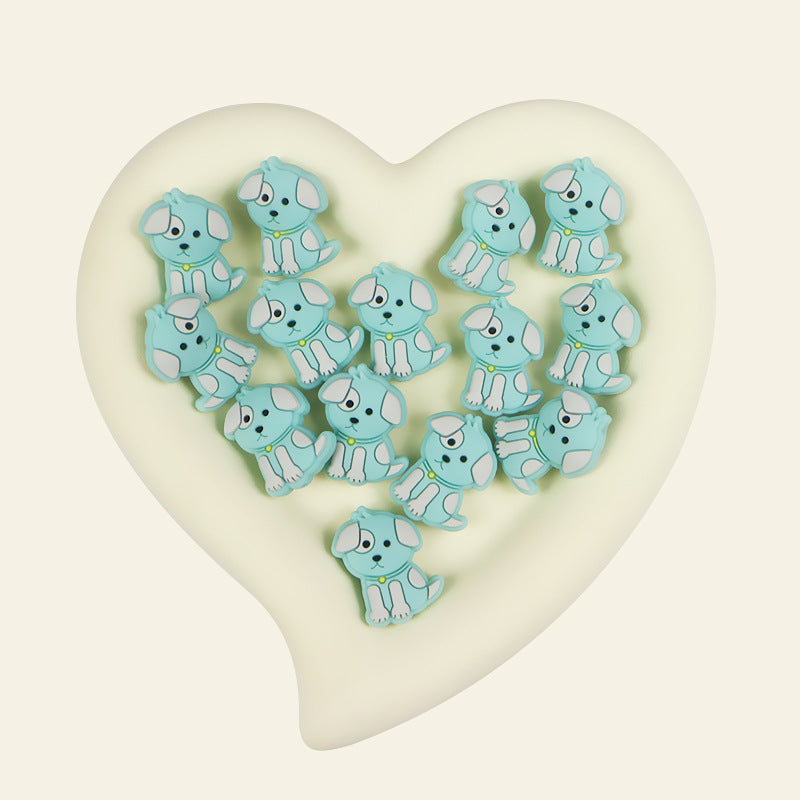 Silicone Focal Beads Cartoon Cute Puppy Sitting Pose 8
