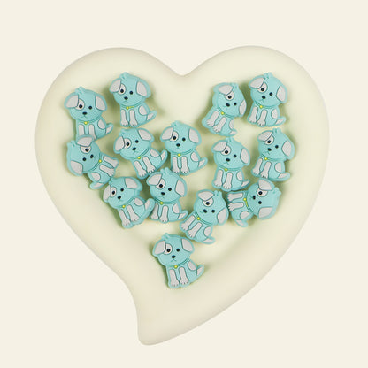 Silicone Focal Beads Cartoon Cute Puppy Sitting Pose 8
