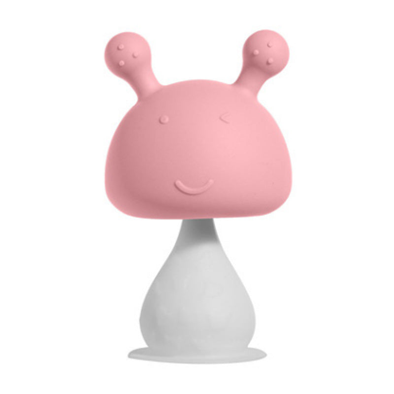 Silicone Mushroom Shaped Baby Teething Toy with Ringing Bell 6