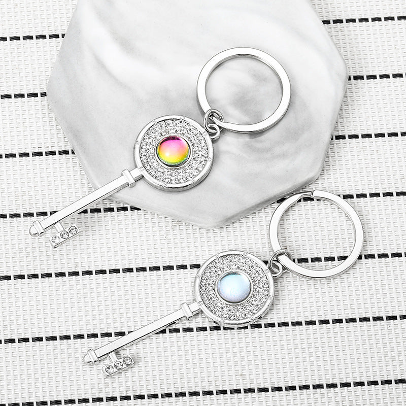 Diamond Inlaid Alloy Keychain Couple Key Charm Set 2