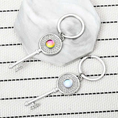 Diamond Inlaid Alloy Keychain Couple Key Charm Set 2