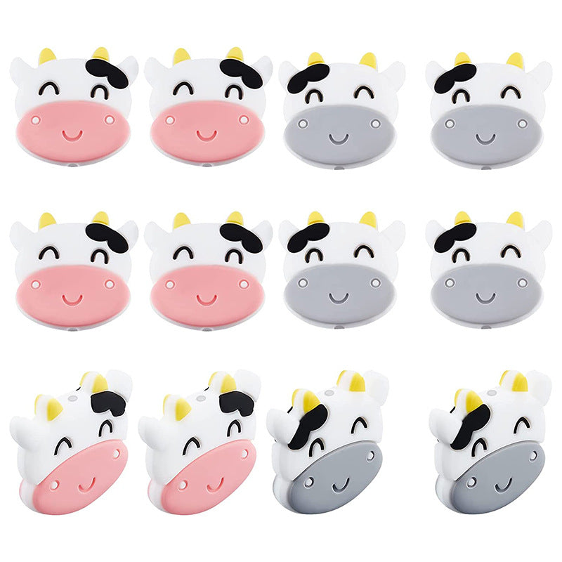 20pcs Silicone Focal Beads Cow Face Smiling Expression Bulk Pack