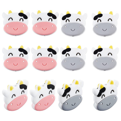 20pcs Silicone Focal Beads Cow Face Smiling Expression Bulk Pack