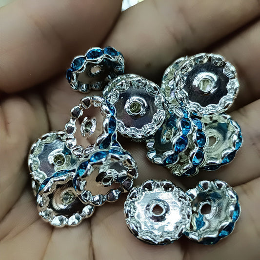 50pcs 12mm Rhinestone Wavy Spacer Beads DIY Jewelry Making