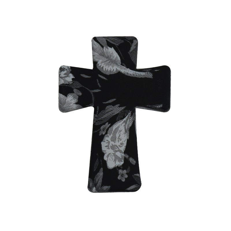 20pcs Silicone Focal Beads Printed Cross With Varied Color Patterns 9