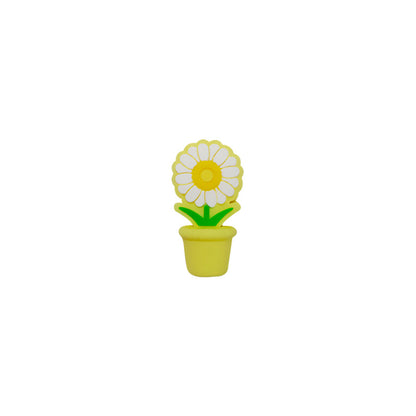 20Pcs 3D Silicone Focal Beads Potted Daisy With Flower Pot 9