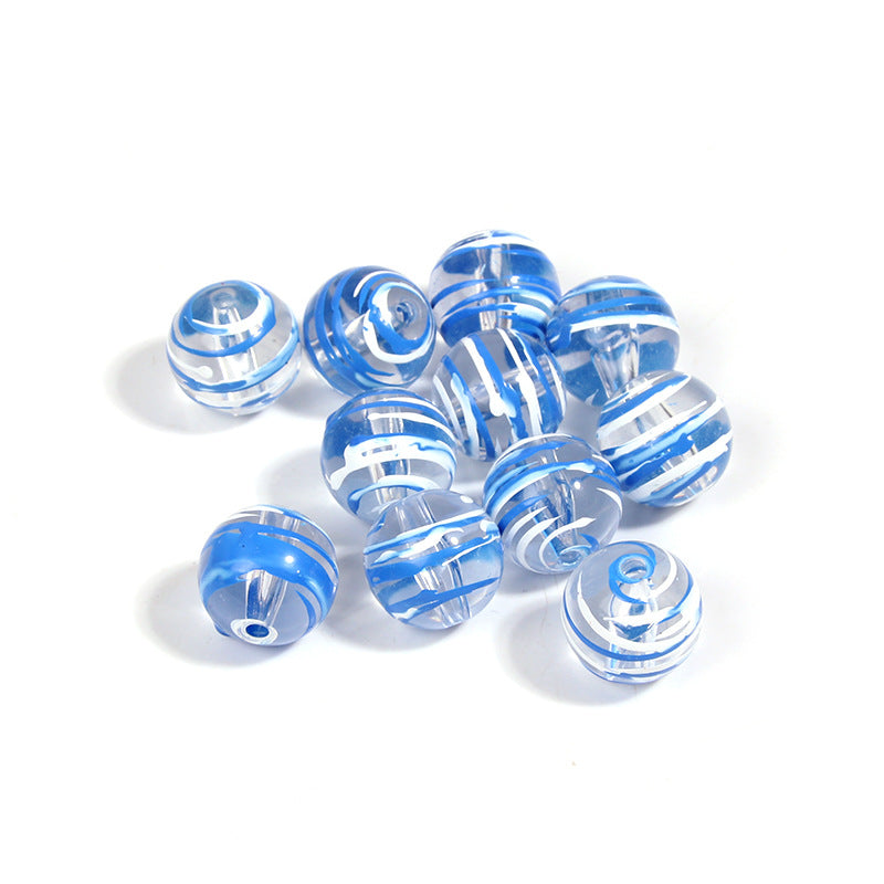 10pcs 16mm Striped Round Acrylic Beads for Jewelry Making 7