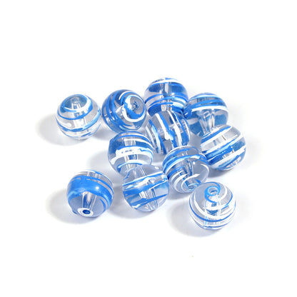 10pcs 16mm Striped Round Acrylic Beads for Jewelry Making 7