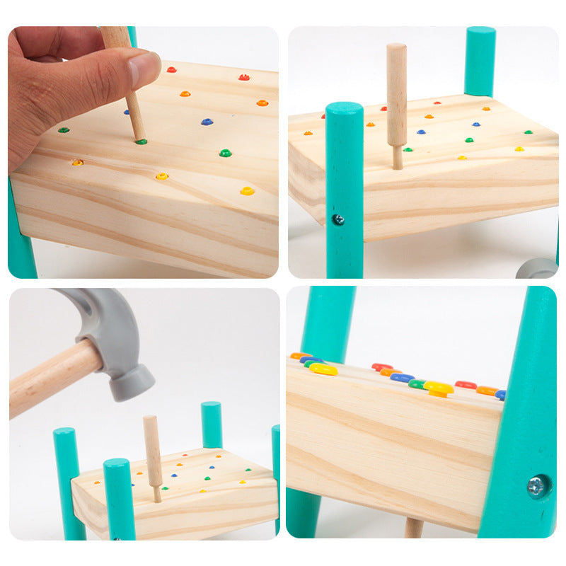 Wooden Montessori Toys Beating Table Activity for Toddlers 2