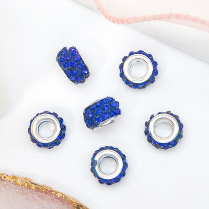 50pcs 12mm 3-Row Large Hole Rhinestone Spacer Beads DIY Jewelry Making 7
