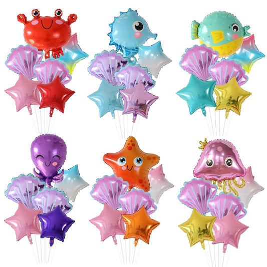 Ocean Animal Theme Foil Balloon Set Birthday Party Decoration
