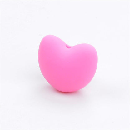 20pcs Silicone Focal Beads Heart Shaped Smooth Surface 18