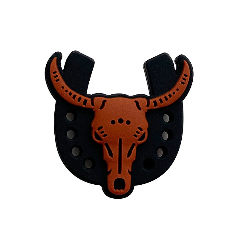 20pcs Silicone Focal Beads Ox Skull with Horns and Horseshoe Base 6