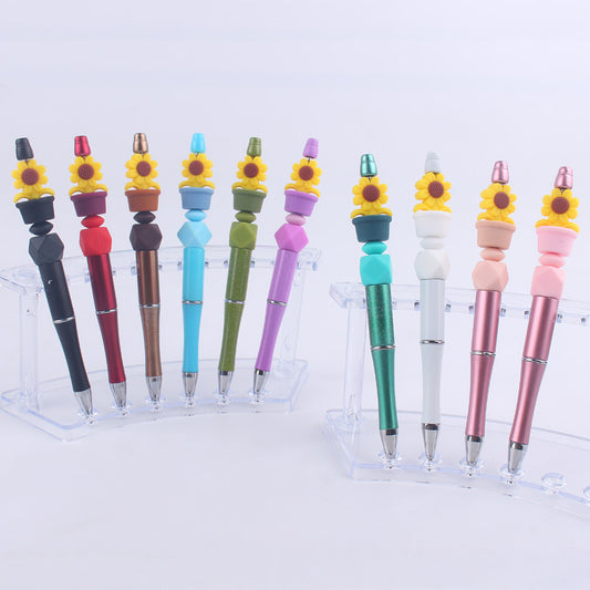 Sunflower Silicone Beaded Pens Handmade Office School Supplies Gift