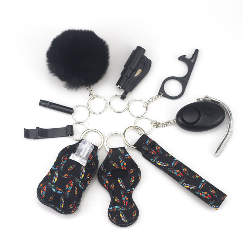 Outdoor Self Defense Alarm Whistle Pompom Keychain 10 Pack 38