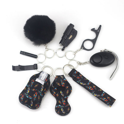 Outdoor Self Defense Alarm Whistle Pompom Keychain 10 Pack 38
