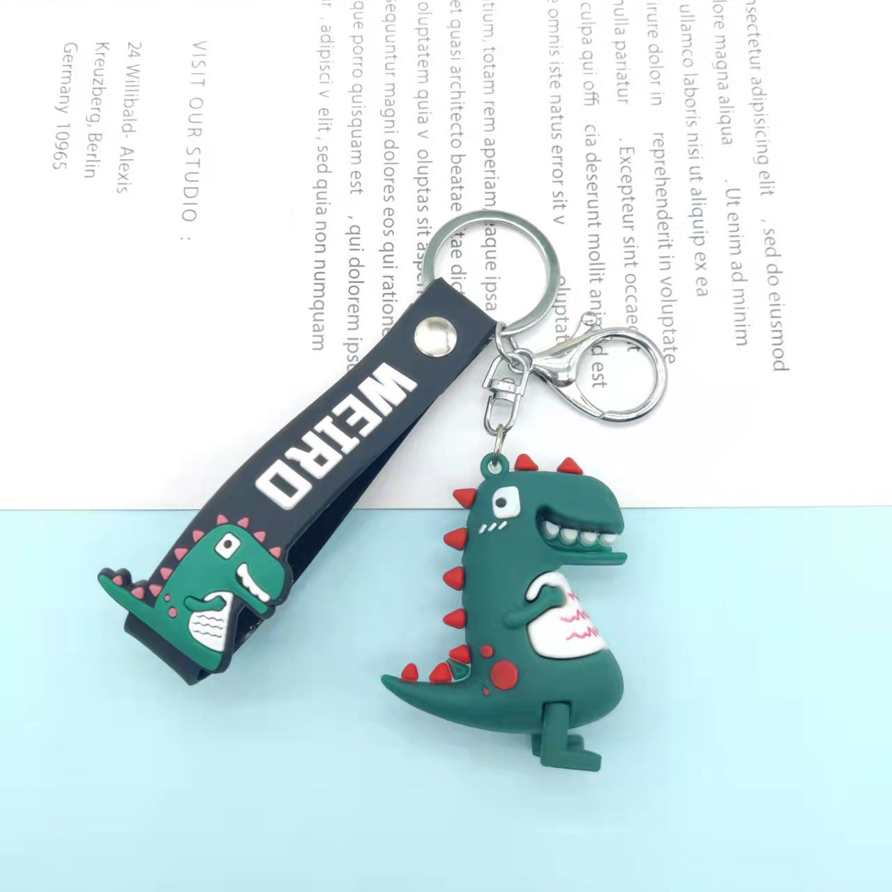 Dinosaur PVC Keychain Cartoon Charm with Strap 8