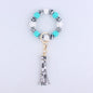 Leopard Print Silicone Bead Wristlet Keychain Tassel Charm 11
