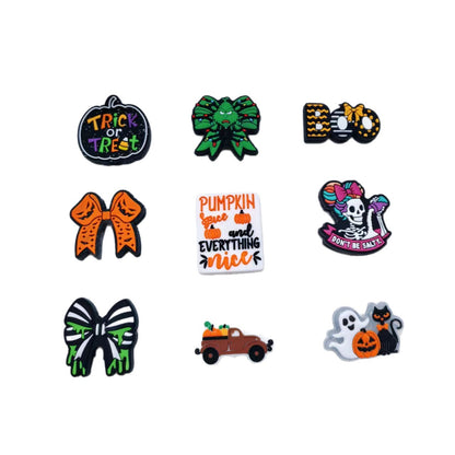 20Pcs Silicone Focal Beads Halloween Car Pumpkin Bow