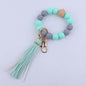 Leather Tassel Octagonal Silicone Bead Wristlet Keychain 10