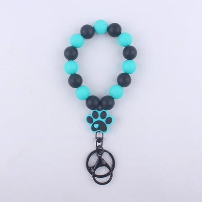 Dog Claw Silicone Bead Wristlet Keychain with Paw Charm 8